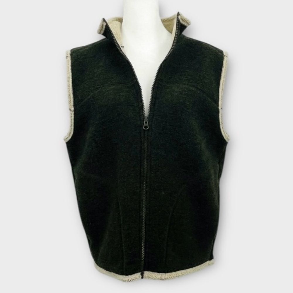 Woolrich Knit Fleece Lined Full Zip Vest in Green Women’s Size L
